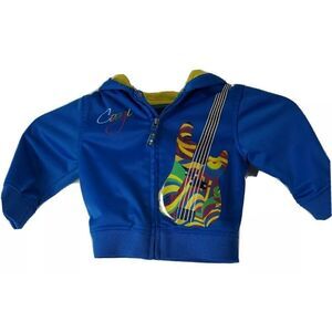 Coogi Australia‎ Kids Hoodie Jacket Blue Guitar Print 6-9 Months Full Zip